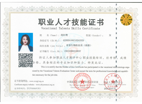 職業人才技能證書